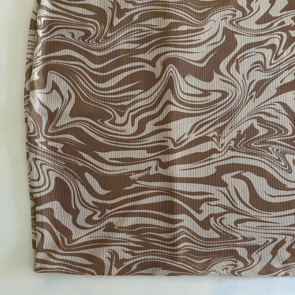 Meshki Abstract Marble Tan Mesh Spaghetti Strap Mini Dress - Picture 4 of 8